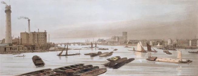 Westminster von der Waterloo Bridge, mit dem Schießturm, aus 